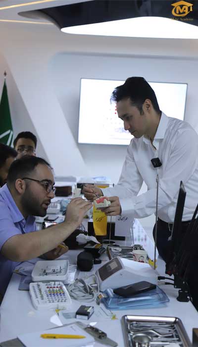 Hands-on implant training session at Mehr Academy with instructor guidance